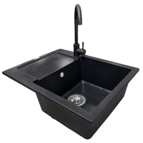 Мийка кухонна Adamant Minimal чорний + змішувач + дозатор (1824296902303)