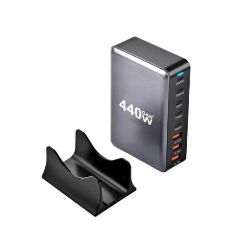 Зарядний пристрій XoKo 2xUSB-С PD100W + 3xUSB-С PD65W + 3xUSB QC18W 440W GaN (QC-400)