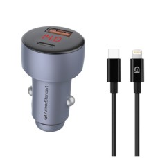 Зарядний пристрій Armorstandart AR-C43 Type-C PD30W + USB QC 3.0 Grey + cable Lightning (ARM82462)