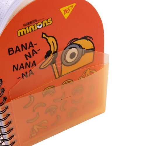 Блокнот Yes В6+ подвійна cпіраль з пластиковою кишенею Minions крапка (151793)
