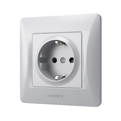 Розетка Videx BINERA 2ая із заземленням кремова (VF-BNSK1G-SS)