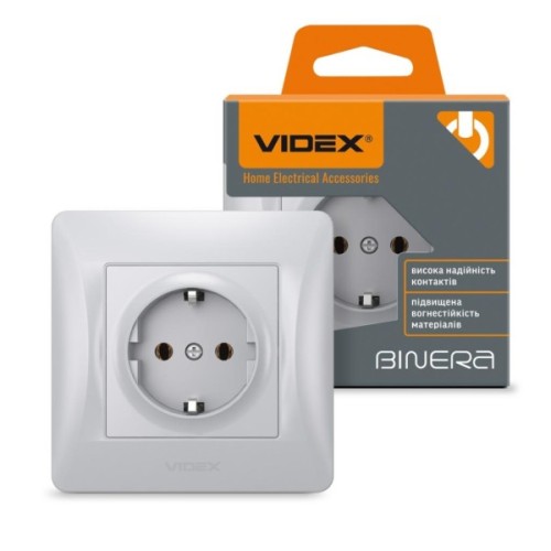 Розетка Videx BINERA 2ая із заземленням кремова (VF-BNSK1G-SS)