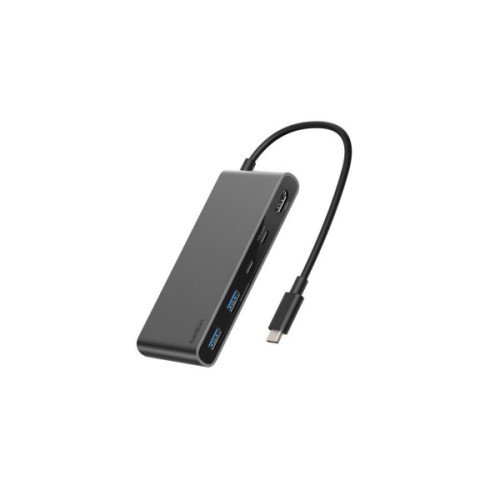 Концентратор Belkin USB-C 7-in-1 2xUSB 3.0 + USB-C + PD + HDMI 2.0 4K60Hz + SD/TF gray (AVC023HQSGY)