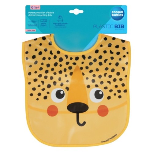 Нагрудничок Canpol babies Hello Little - гепард, пластмасовий з кишенькою (9/232_ora2)
