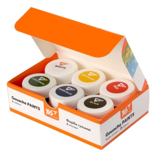 Гуашеві фарби Yes Orange Line 6 кольорів по 20 мл (230430)