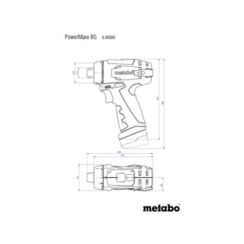 Шуруповерт Metabo PowerMaxxBS, 10.8 В, 2х2.0Аг, кейс (600080500)