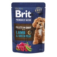 Вологий корм для собак Brit Premium Fillets in Gravy Lamb & Green Peas для малих порід 85 г (8595602572465)