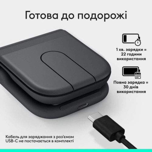 Мишка Logitech Mobi Fold Bluetooth Graphite (910-007604)