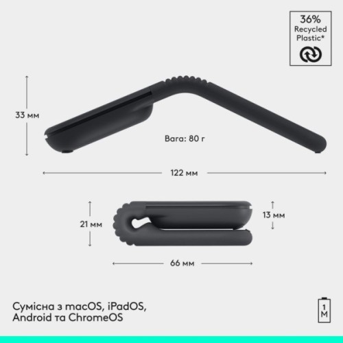 Мишка Logitech Mobi Fold Bluetooth Graphite (910-007604)