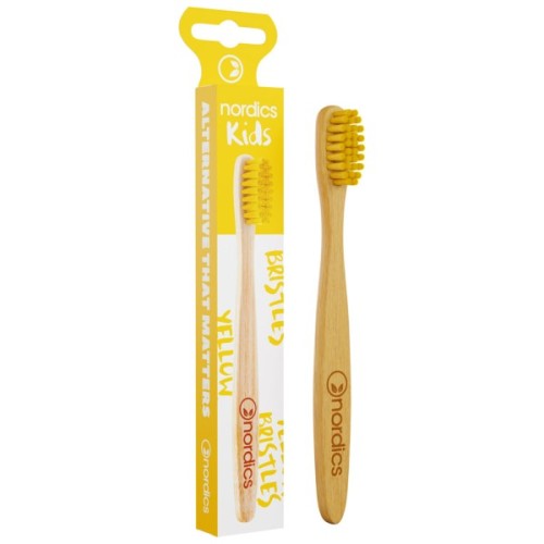 Дитяча зубна щітка Nordics Baby Moso з бамбука, жовта (3800500324135)