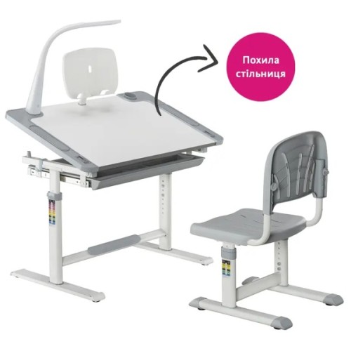 Парта зі стільцем Cubby парта + стул трансформери (Lupin grey)