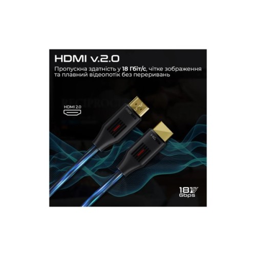 Кабель мультимедійний HDMI M to HDMI M 1.5m V2.0 black Promate (prolink4k60-150)