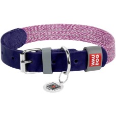 Нашийник для тварин WAUDOG Classic зі шкіри та відновленої бавовни L 25 мм х 38-49 см фіолетовий (58939)