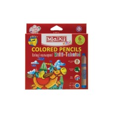 Олівці кольорові Maxi Multi-Talented 3 в 1, 6 кольорів з чинкою, круглі (MX15171)