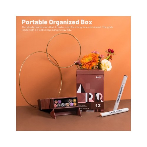 Художній маркер Arrtx спиртові Oros ASM-03-SK02 12 кольорів, відтінки шкіри (LC302772)