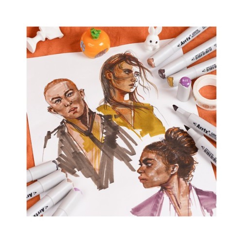 Художній маркер Arrtx спиртові Oros ASM-03-SK02 12 кольорів, відтінки шкіри (LC302772)