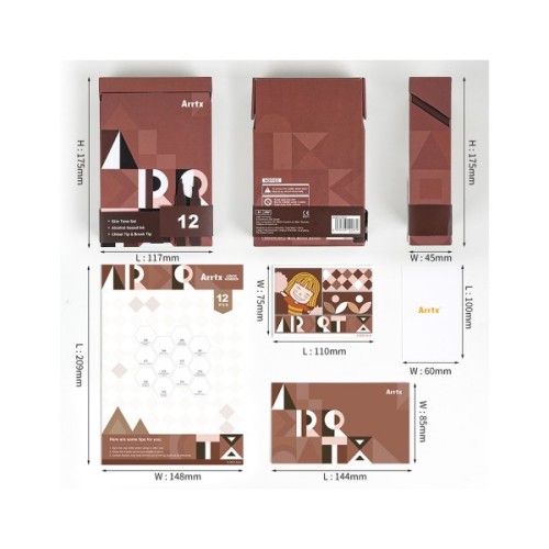 Художній маркер Arrtx спиртові Oros ASM-03-SK02 12 кольорів, відтінки шкіри (LC302772)