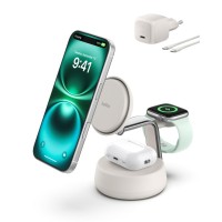 Зарядний пристрій Belkin UltraCharge Pro Wireless 3-in-1 25W sand (WIZ040KQSD)