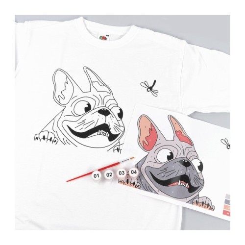 Набір для творчості Rosa футболка-розмальовка, Мопс, бавовна 100, розмір S (4823098542087)