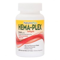 Мінерали Natures Plus Комплекс з залізом Hema-Plex, Iron, Nature's Plus, 60 Мягких (NAP-37691)