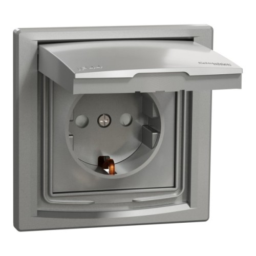 Розетка Schneider Electric ASFORA з кришкою IP44, алюміній (EPH3100361)
