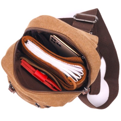 Сумка Vintage Чоловіча через плече текстильна Коричнева (21230)