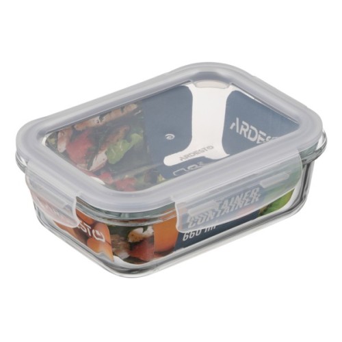 Харчовий контейнер Ardesto Gemini прямокутний, 0.66л, боросилікатне скло, прозорий (AR1260BRC)