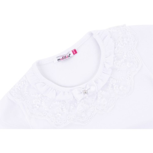 Футболка дитяча Matilda з коротким рукавом і мереживною оборкою (7134-164G-white)