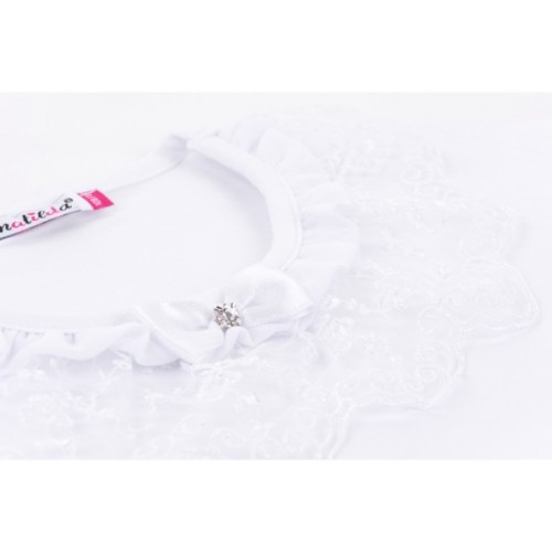 Футболка дитяча Matilda з коротким рукавом і мереживною оборкою (7134-164G-white)