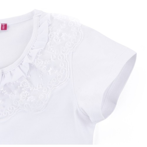 Футболка дитяча Matilda з коротким рукавом і мереживною оборкою (7134-164G-white)
