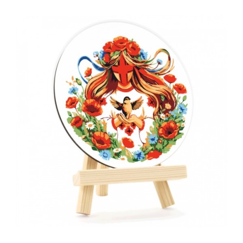 Картина по номерам Rosa Заквітчана", кругла, 15 см, з мольбертом (4823098548720)