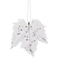 Ялинкова іграшка House Of Seasons Кленовий лист 6 шт білий (8718861667097)