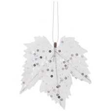 Ялинкова іграшка House Of Seasons Кленовий лист 6 шт білий (8718861667097)