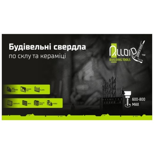Свердло Alloid по склу та кераміці, QUADRO, 5мм, HEX 1/4", L=95мм (GB-20005)
