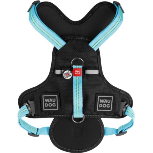 Шлея для собак WAUDOG Nylon безпечна з QR паспортом M блакитна (52492)