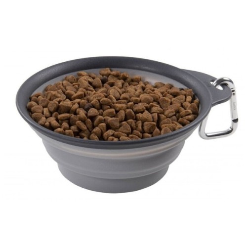 Посуд для собак Dexas Дорожня складна миска Тревел Кап з карабіном велика 480 мл (світло-сіра) (0084297309183)