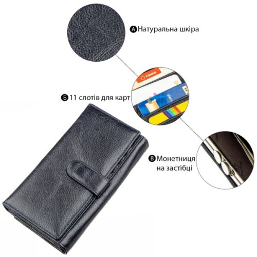 Гаманець Boston З натуральної шкіри Чорний (18489)