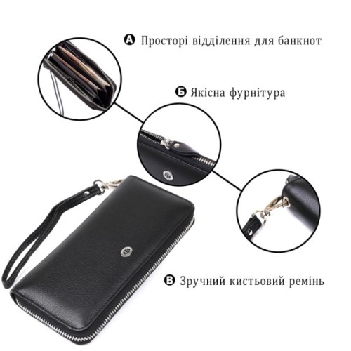 Гаманець ST Leather Шкіряний Чорний (18933)