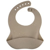 Нагрудничок Canpol babies DOTS силіконовий з кишенькою, бежевий (51/029_bei)