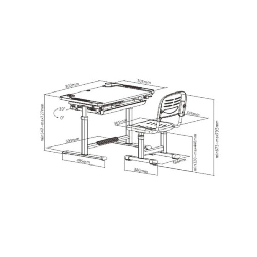 Парта зі стільцем Cubby Lupin Grey (Lupin grey KIDS FURNITURE)