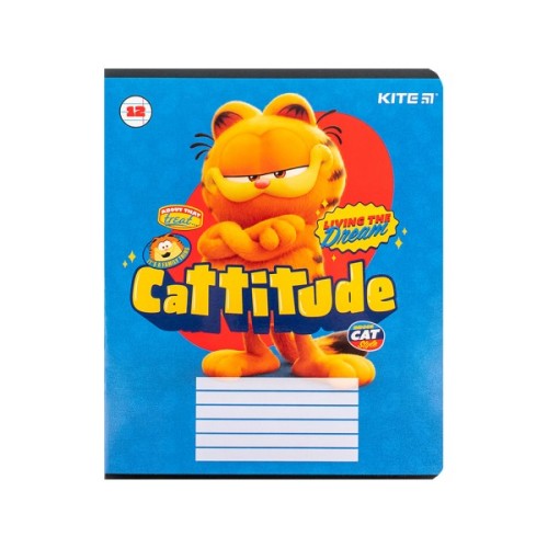 Зошит Kite Garfield, 12 аркушів, лінія (GF24-234)