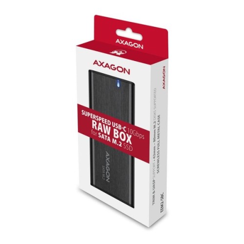 Кишеня зовнішня AXAGON USB-C 3.2 Gen 2 metal box for M.2 SATA SSD RAW (EEM2-SBC)