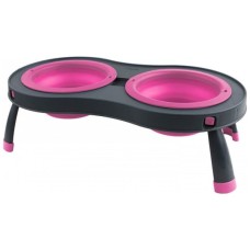 Посуд для собак Dexas Миска подвійна на складній підставці-велика 600 мл рожева (0084297306885)