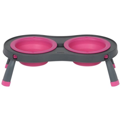 Посуд для собак Dexas Миска подвійна на складній підставці-велика 600 мл рожева (0084297306885)