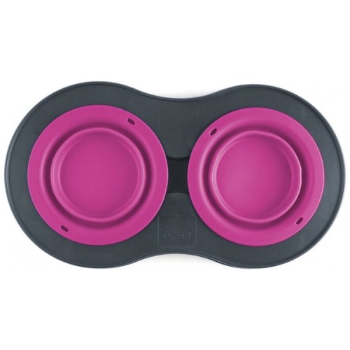 Посуд для собак Dexas Миска подвійна на складній підставці-велика 600 мл рожева (0084297306885)