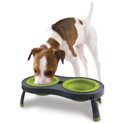 Посуд для собак Dexas Миска подвійна на складній підставці-велика 600 мл рожева (0084297306885)