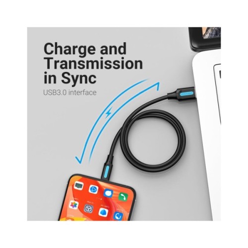 Дата кабель USB 3.0 AM to USB-C 1.5m black Vention (COZBG)