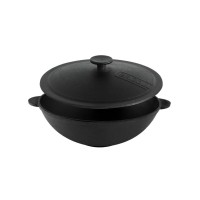 Сковорода Brizoll чавунна WOK з чавунною кришкою 3,7 л 280х96 мм (W28-1)