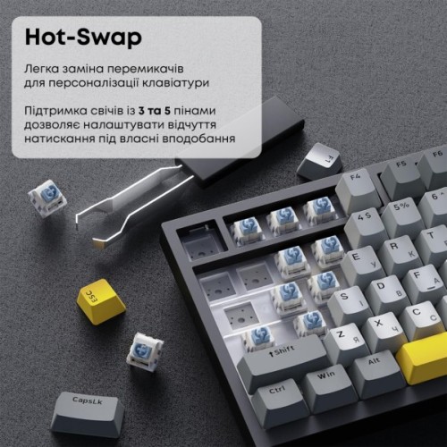 Клавіатура Ajazz AK820 Sea Salt Switch RGB USB-C UA Black (AK820-SS-BGY)