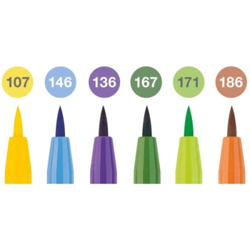 Лайнер Faber-Castell набір капілярних ручок пензликів PITT Artist Pens Brush Summer vibe, 6 кольорів (32108)